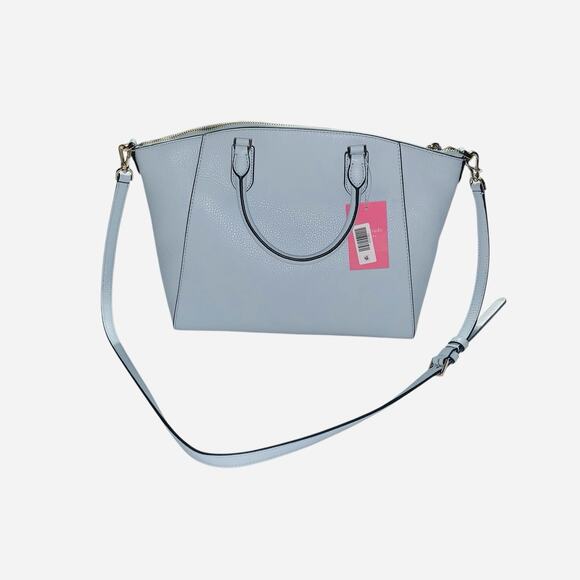 New Kate Spade Parker Pebbled Leather Satchel Frosty Sky Blue - Picture 6 of 16